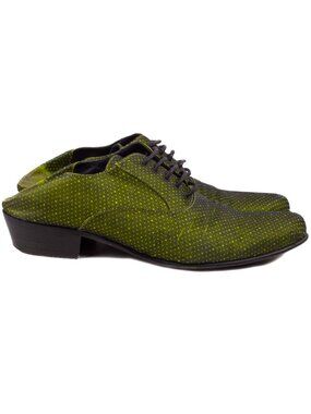 HAIDER ACKERMANN Green Satin Micro Dot Mules Sz IT 37 US 7 S/S 2012 RUNWAY